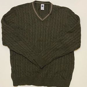 GAP Men's V-Neck Sweater - Olive Green